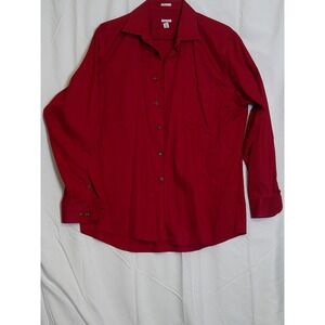 Van heusen Lux Sateen Men's Red Button Down Dress Shirt Regular Fit Long Sleeve